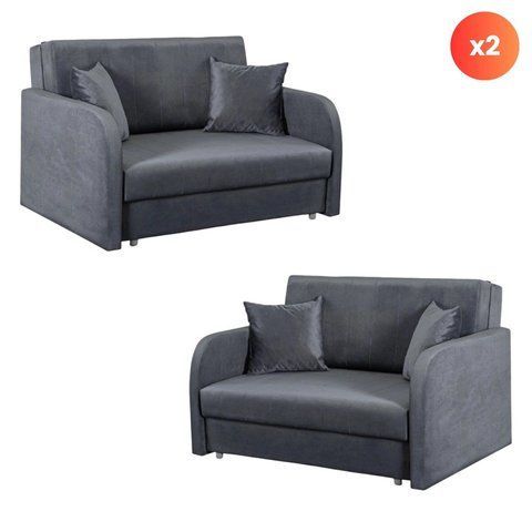 Набір з 2х розкладних крісел MEBEL ELITE VERO 2, 126 см Сірий / велюр фотографія