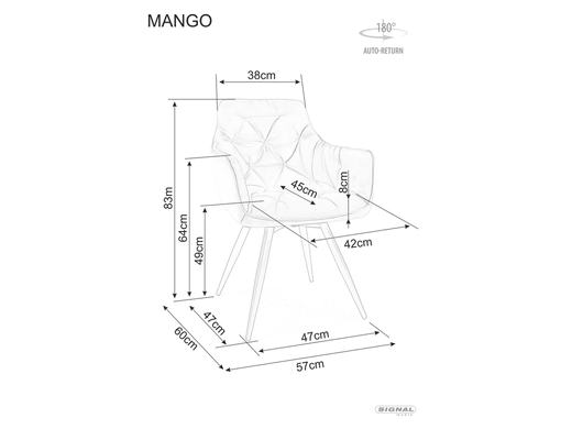Крісло обертове MANGO Velvet Signal Сірий фотографія