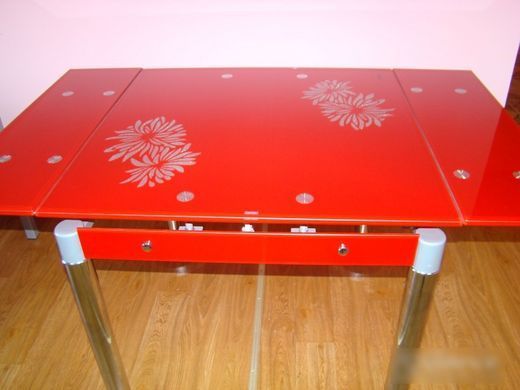 Стіл Скляний GD-082 Signal 80(131)x80 Червоний фотографія