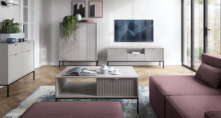 Комод Perfect Home Нова / Nova 2-дверний з 2 шухлядами і чорними ніжками KSZ104 Сірий фотографія