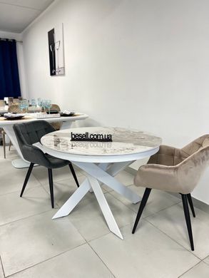 Стол раскладной MOON PANDORA Concepto 110(140)x110 Керамика Глянец Белый / Серый фотография