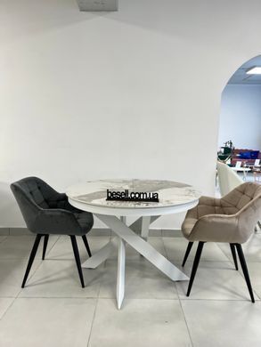 Стол раскладной MOON PANDORA Concepto 110(140)x110 Керамика Глянец Белый / Серый фотография