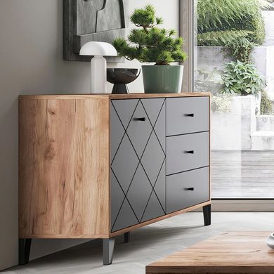 Комод MEBEL ELITE BACARDI 123 Дуб артизан / Графіт фотографія