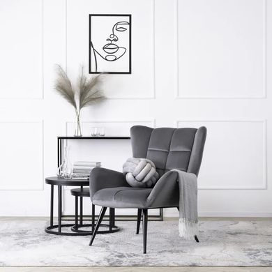 Крісло м'яке оксамитове MEBEL ELITE VINCENT Velvet Сірий фотографія