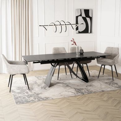 Стол раскладной MEBEL ELITE DEVON 160(220)х90 см Черный мрамор/черный фотография