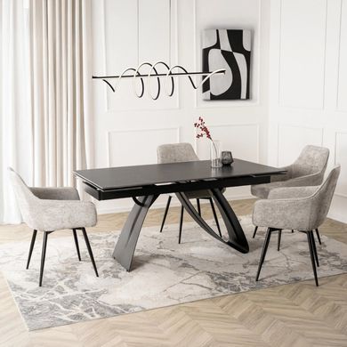 Стол раскладной MEBEL ELITE DEVON 160(220)х90 см Черный мрамор/черный фотография
