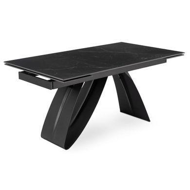 Стол раскладной MEBEL ELITE DEVON 160(220)х90 см Черный мрамор/черный фотография