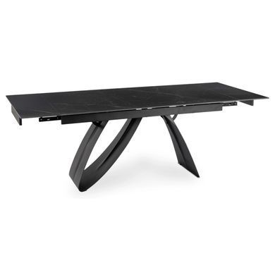 Стол раскладной MEBEL ELITE DEVON 160(220)х90 см Черный мрамор/черный фотография