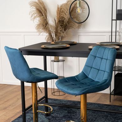 Барный стул бархатный MEBEL ELITE ARCOS Velvet Синий / золотой фотография