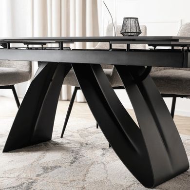 Стол раскладной MEBEL ELITE DEVON 160(220)х90 см Черный мрамор/черный фотография