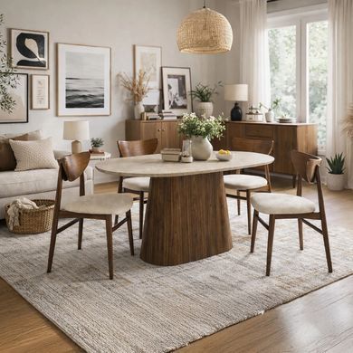 Стол MEBEL ELITE GIANNI 180х90 Травертин/Орех фотография