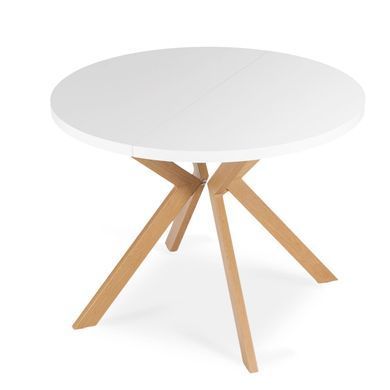 Стіл розкладний круглий MEBEL ELITE LUKAS 100(250)х100 см Білий/дерево фотографія