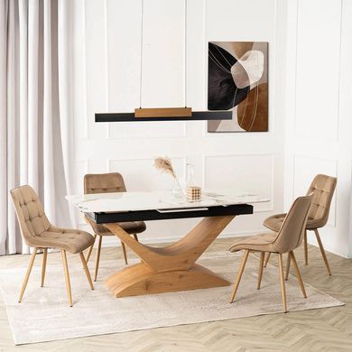 Стіл розкладний MEBEL ELITE ALICANTE 160(200)х90 см Білий мармур/Дуб фотографія