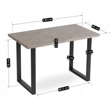Стіл MEBEL ELITE ALTE MAX 130х65 см бетон / чорний фотографія