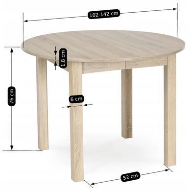 Стіл кухонний розкладний MEBEL ELITE HARRY 102(142)х102 см Дуб сонома фотографія