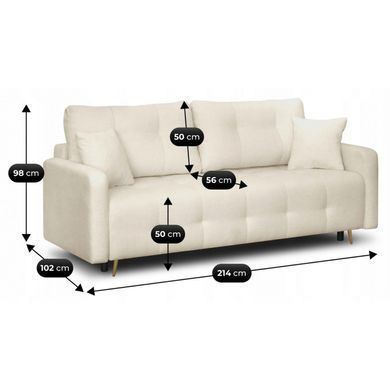 Диван розкладний MEBEL ELITE SEUL 214 см беж Букле фотографія