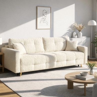 Диван розкладний MEBEL ELITE SEUL 214 см беж Букле фотографія