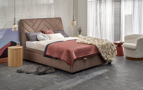 Ліжко CONTINENTAL 1 VELVET Halmar 160x200 Бежевый фотографія