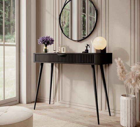 Стіл туалетний Perfect Home Ланте / Lante 1S/100 з 1 шухлядою і чорними ніжками Чорний фотографія