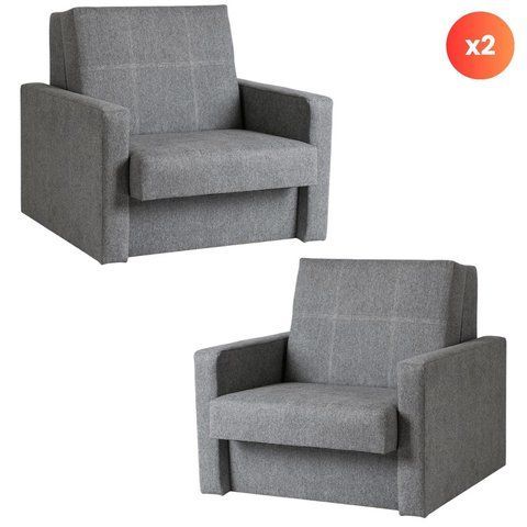 Набір з 2х розкладних крісел MEBEL ELITE MILAN 1, 98 см Сірий / тканина фотографія