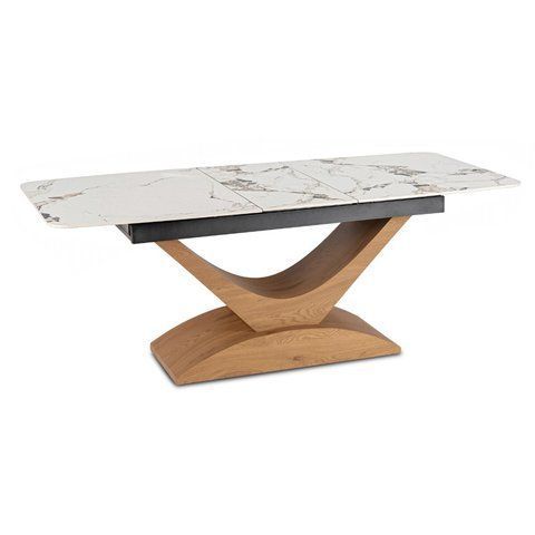 Стол раскладной MEBEL ELITE ALICANTE 160(200)х90 см Белый мрамор/Дуб фотография