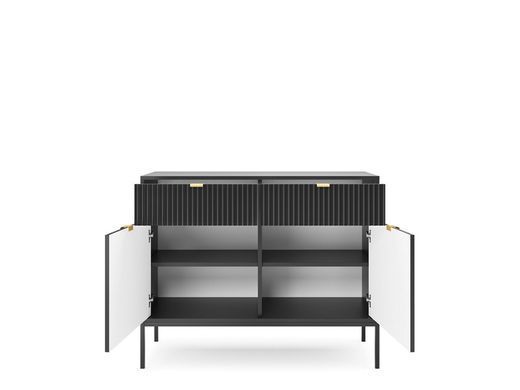 Комод Perfect Home Нова / Nova 2-дверний з 2 шухлядами і чорними ніжками KSZ104 Чорний фотографія