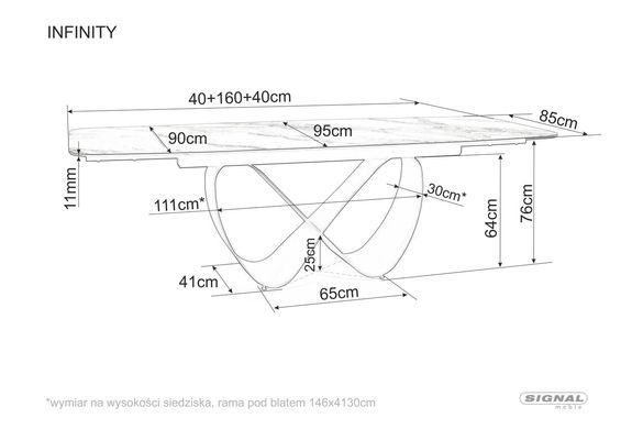 Раскладной Стол INFINITY CERAMIC Signal 160(240)X95 Черный Мрамор / Черный мат фотография