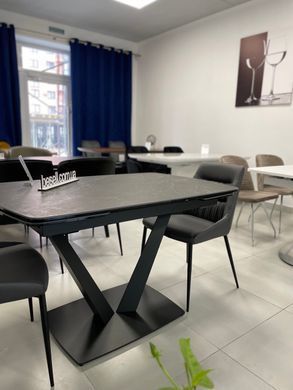 Стіл розкладний ELVI BLACK MARBLE Concepto 120(180)x80 Кераміка Матовий Чорний фотографія