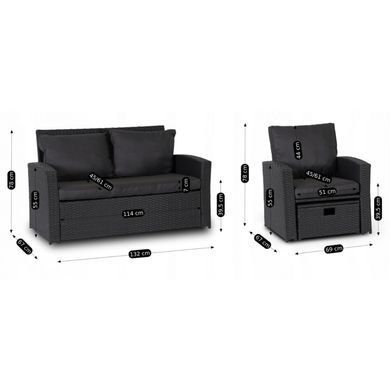 Комплект садових меблів MEBEL ELITE COLORADO Темно Сірий