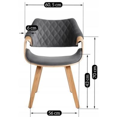 Стул бархатный MEBEL ELITE LUISE Velvet Серый фотография
