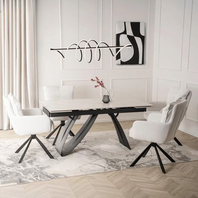 Стіл розкладний MEBEL ELITE DEVON 160(220)х90 см Білий мармур/чорний фотографія