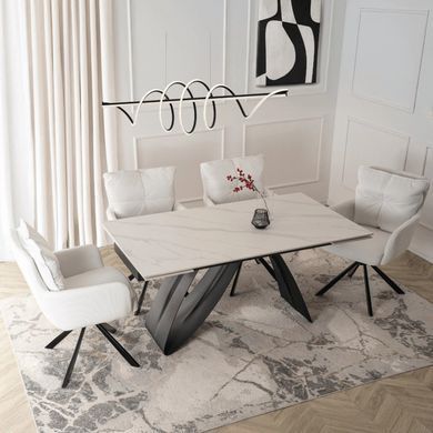 Стіл розкладний MEBEL ELITE DEVON 160(220)х90 см Білий мармур/чорний фотографія