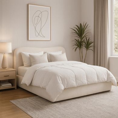Кровать двуспальная MEBEL ELITE BRISTOL 140x200 см Кремовая фотография