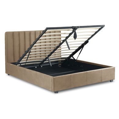 Кровать двуспальная бархатная 160x200 MEBEL ELITE MARI Velvet Беж фотография