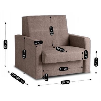 Набір з 2х розкладних крісел MEBEL ELITE MILAN 1, 98 см MEBEL ELITE Беж / тканина фотографія