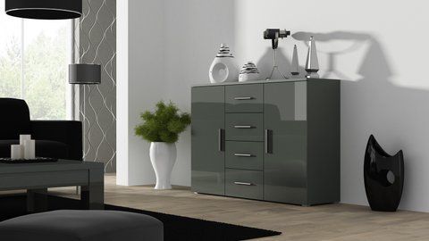 Комод UNI Cama 132 Сірий Мат / Сірий Глянець фотографія