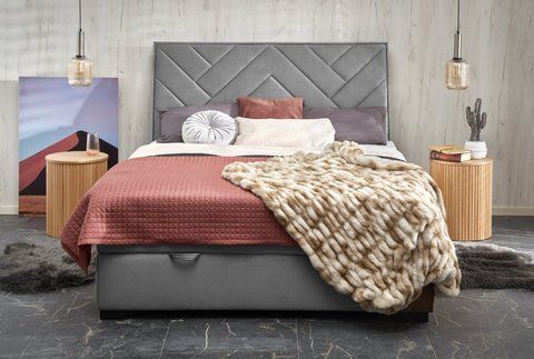 Ліжко CONTINENTAL 1 VELVET Halmar 160x200 Сірий фотографія