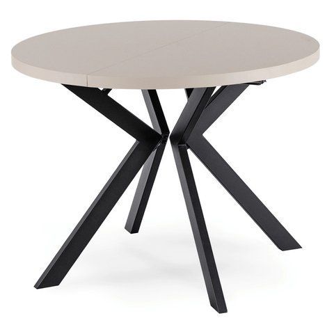 Стол раскладной круглый MEBEL ELITE LUKAS 100(250)х100 см Кашемир/черный фотография