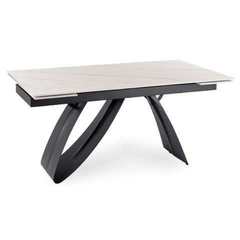 Стіл розкладний MEBEL ELITE DEVON 160(220)х90 см Білий мармур/чорний фотографія