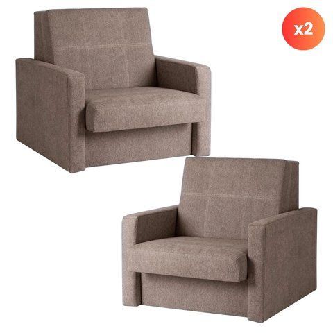 Набір з 2х розкладних крісел MEBEL ELITE MILAN 1, 98 см MEBEL ELITE Беж / тканина фотографія