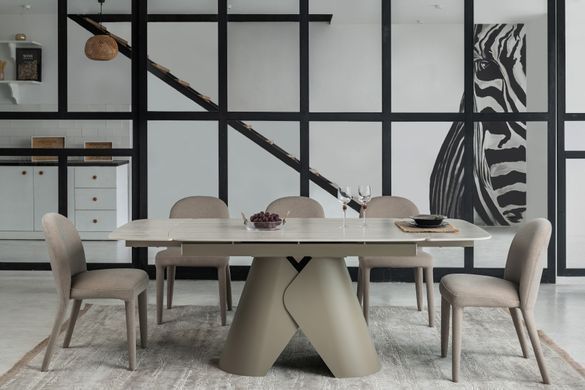 Керамічний стіл Паріс TML-997-1 Vetro 140(200)x90 крема марфіль + бежевий фотографія