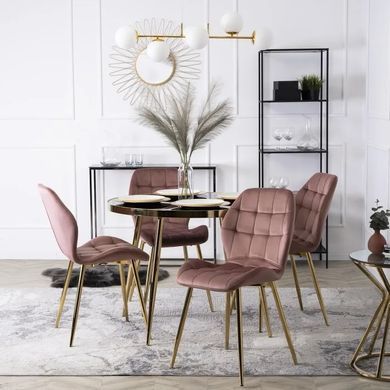 Стул бархатный MEBEL ELITE LUCKY Velvet Розовый / Золотой фотография