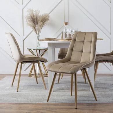 Стілець оксамитовий MEBEL ELITE RODRI Velvet Бежевий / Натуральний фотографія