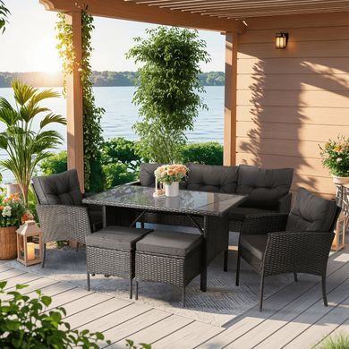 Комплект садових меблів MEBEL ELITE ATLANTA Чорний