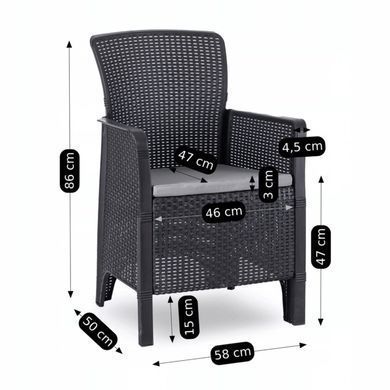Комплект садових меблів MEBEL ELITE FRESNO Чорний