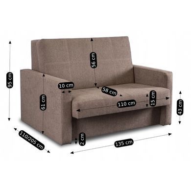 Крісло розкладне MEBEL ELITE MILAN 2, 135 см MEBEL ELITE Бежевий / тканина фотографія