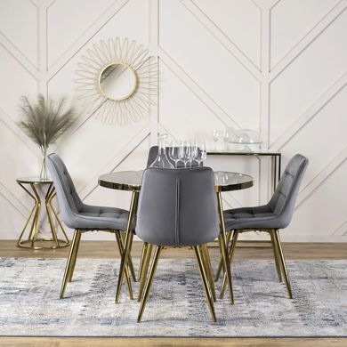 Стіл круглий TINGA MEBEL ELITE 100X100 Чорний/Золото фотографія
