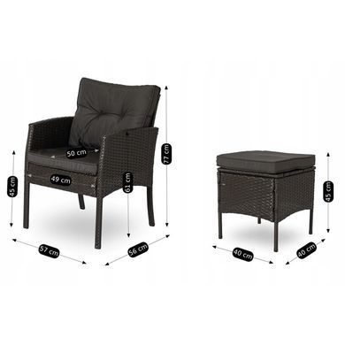 Комплект садових меблів MEBEL ELITE ATLANTA Чорний