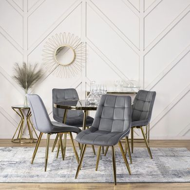 Стіл круглий TINGA MEBEL ELITE 100X100 Чорний/Золото фотографія