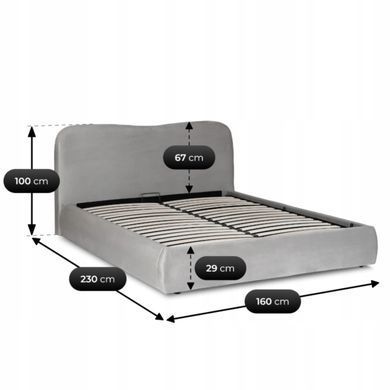Кровать двуспальная MEBEL ELITE BRISTOL 140x200 см Серая фотография